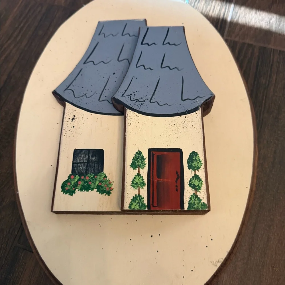 Charming Cream and Gray Wall Decor House Plaque Cottagecore vintage
